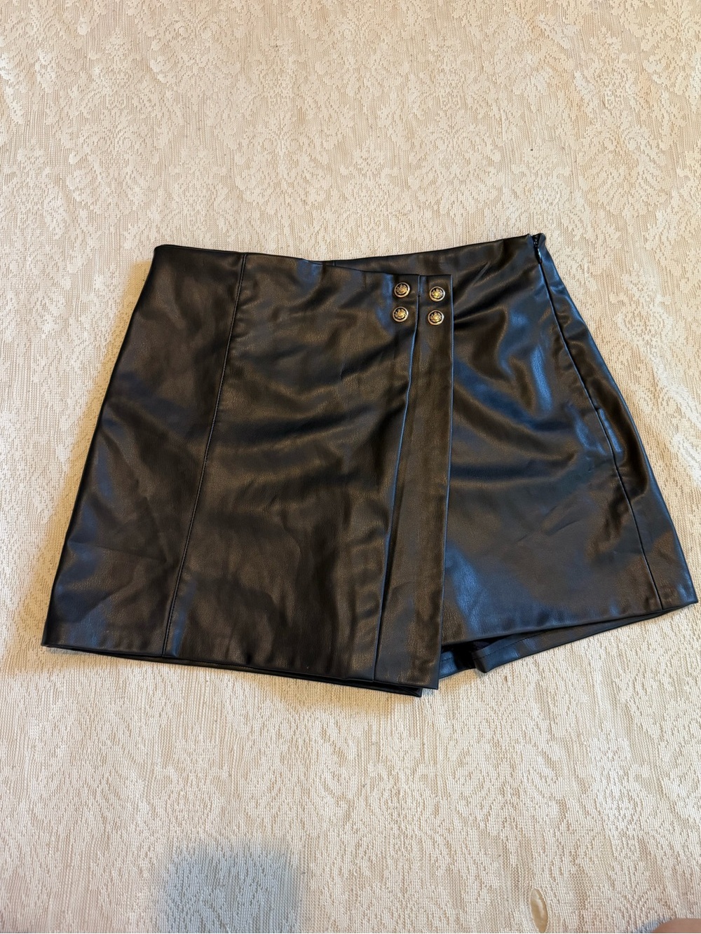 Zara asymmetrical vegan leather military skort